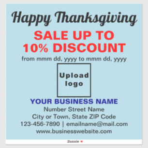 Zakelijke Thanksgiving Sale op lichtblauw vinyl Sticker