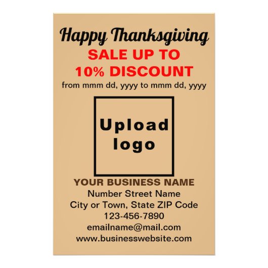 Zakelijke Thanksgiving Sale op Lichtbruin Foto Afdruk (Voorkant)