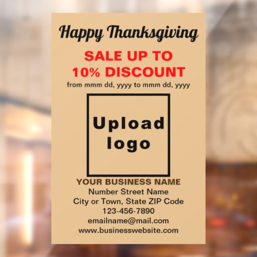 Zakelijke Thanksgiving Sale op Lichtbruin Raamsticker (Vel 2)