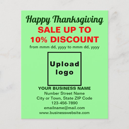 Zakelijke Thanksgiving Sale op Light Green Flyer (Voorkant)