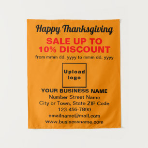 Zakelijke Thanksgiving Sale op Oranje kleur Wandkleed