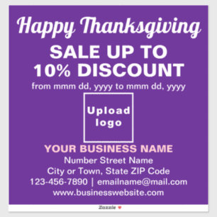 Zakelijke Thanksgiving Sale op Paarse Vinyl Sticke Sticker