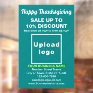 Zakelijke Thanksgiving Sale op Turkoois Groen Raamsticker