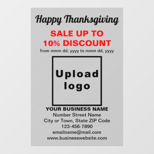 Zakelijke Thanksgiving-uitverkoop op Gray Window C Raamsticker (Vel)