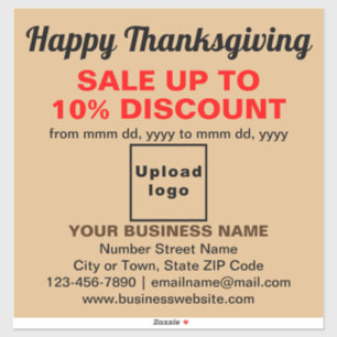 Zakelijke Thanksgiving-uitverkoop van lichtbruine Sticker