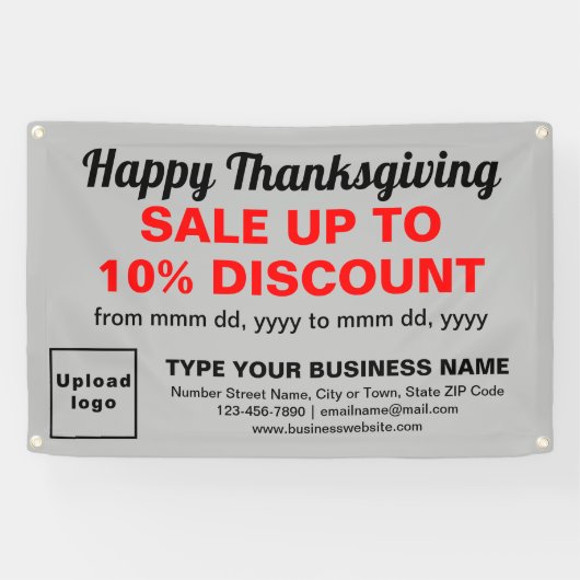 Zakelijke Thanksgiving Verkoop op Grey Rectangle Spandoek (Horizontaal)