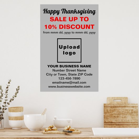 Zakelijke Thanksgiving Verkoop op Grijs Poster (Keuken)