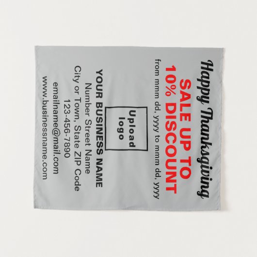 Zakelijke Thanksgiving Verkoop op Grijs Tapestry Wandkleed (Voorkant (horizontaal))