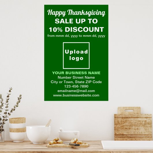 Zakelijke Thanksgiving Verkoop op Groen Poster (Keuken)