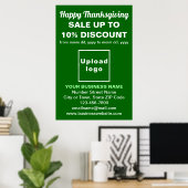 Zakelijke Thanksgiving Verkoop op Groen Poster (Thuiskantoor)