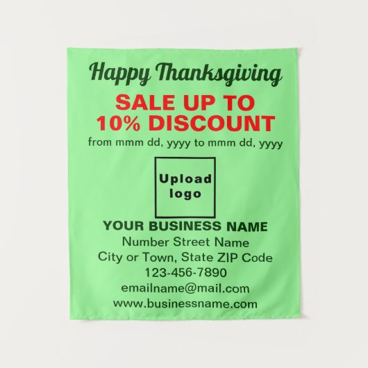 Zakelijke Thanksgiving Verkoop op Licht Groen Tape Wandkleed (Voorkant)