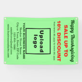 Zakelijke Thanksgiving Verkoop op Licht Groene Ban Spandoek (Horizontaal)
