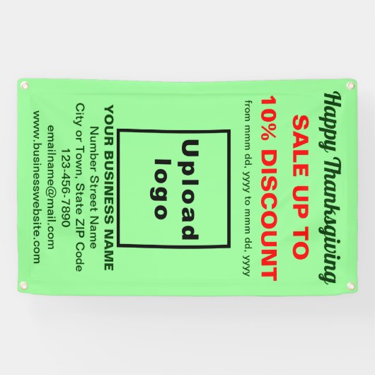 Zakelijke Thanksgiving Verkoop op Licht Groene Ban Spandoek (Horizontaal)