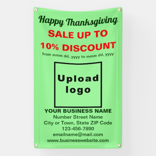 Zakelijke Thanksgiving Verkoop op Licht Groene Ban Spandoek (Verticaal)