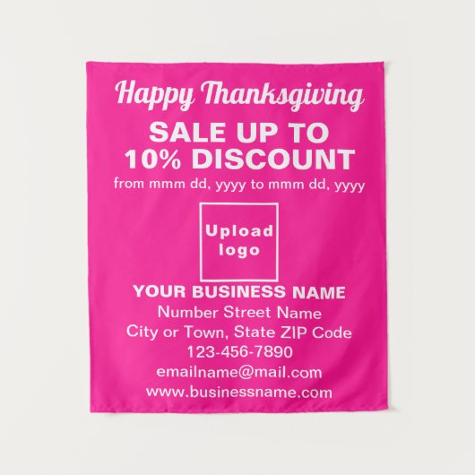 Zakelijke Thanksgiving Verkoop op Roze Tapestry Wandkleed (Voorkant)