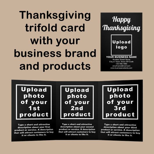 Zakelijke Thanksgiving Zwart Trifold Kaart