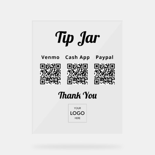 Zakelijke tipjar QR-code logo Acryl Bord (Voorkant)