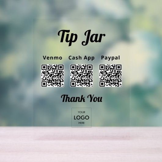 Zakelijke tipjar QR-code logo Acryl Bord (Neutraal)