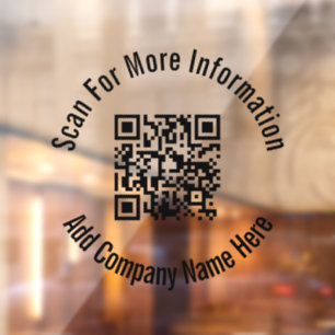 Zakelijke Transparante Scan QR Code Bedrijfsnaam Raamsticker