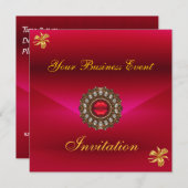Zakelijke uitnodiging voor alle gelegenheden Rood  (Voorkant / Achterkant)