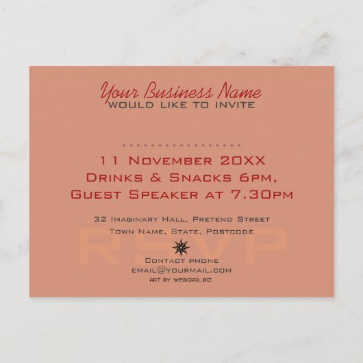 Zakelijke uitnodiging voor workshopfeest template (Achterkant)