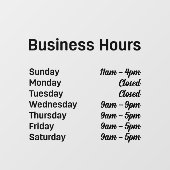 Zakelijke uren Aanpasbare tijden Raamsticker (Vel)