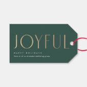 Zakelijke vakantie Vrolijke eenvoud Groen en Goud Cadeaulabel (Voorkant (Horizontaal))