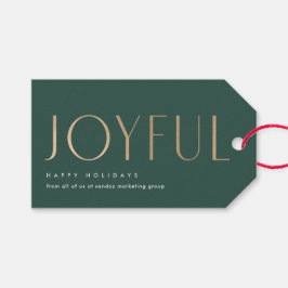 Zakelijke vakantie Vrolijke eenvoud Groen en Goud Cadeaulabel