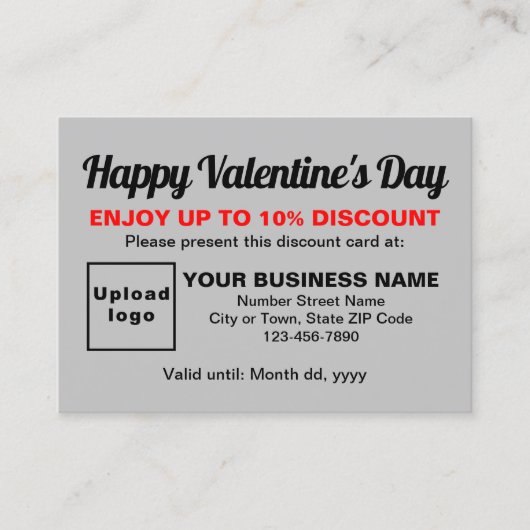 Zakelijke Valentijn Grijs Korting Kaart (Voorkant)