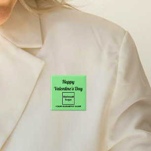 Zakelijke Valentijn Groet op Licht Groen Plein Vierkante Button 5,1 Cm