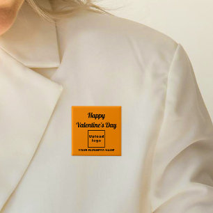 Zakelijke Valentijn groet op Oranje kleur vierkant Vierkante Button 5,1 Cm