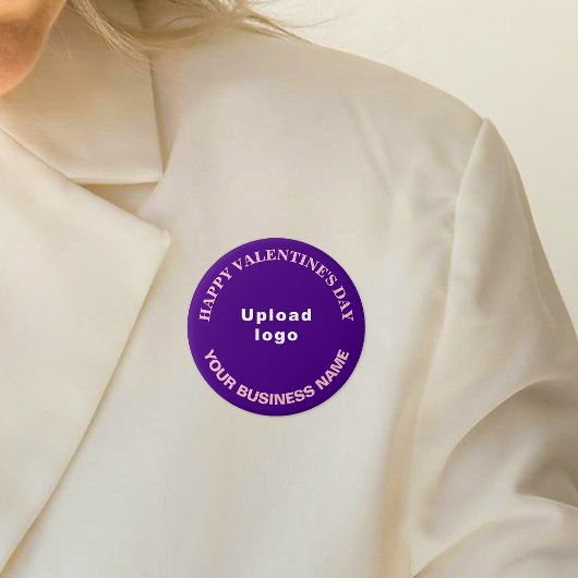 Zakelijke Valentijn Groet op Paarse Ronde Button