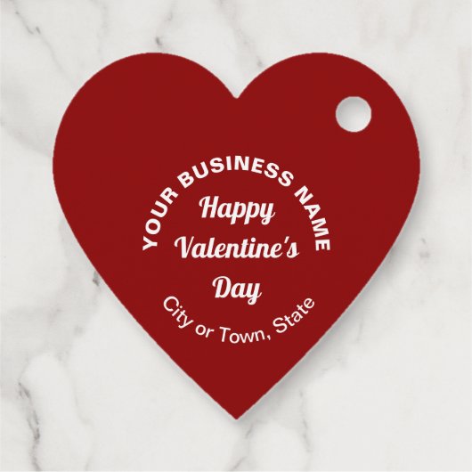 Zakelijke Valentijn Groet op Rode Hart Vorm Bedankjes Labels (Achterkant)