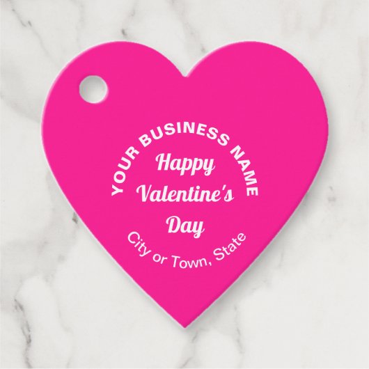 Zakelijke Valentijn Groet op Roze Hart Vorm Bedankjes Labels (Voorkant)
