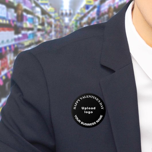 Zakelijke Valentijn Groet op Zwarte Ronde Button