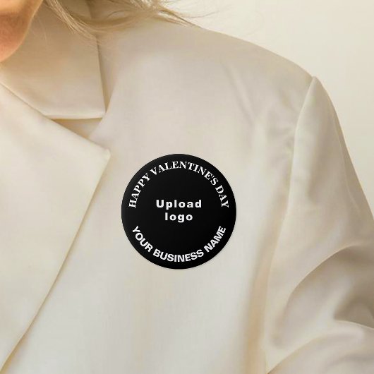 Zakelijke Valentijn Groet op Zwarte Ronde Button