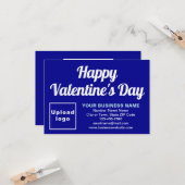 Zakelijke Valentijn Klein Blauw Vlak Wenskaart Kaart (Voorkant / Achterkant in situ)