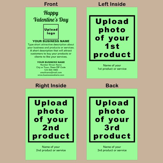 Zakelijke Valentijn Licht Groen Gevouwen Vakantie Feestdagen Kaart