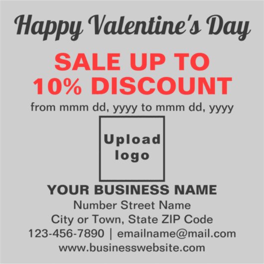 Zakelijke Valentijn Sale op Grijze Vinyl Sticker (Voorkant)
