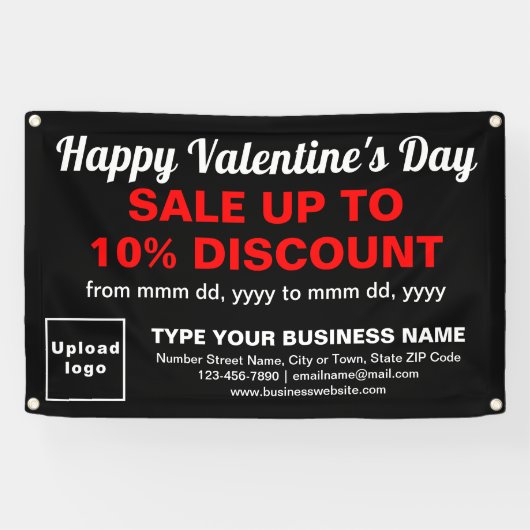 Zakelijke Valentijn Sale op zwarte rechthoek banne Spandoek (Horizontaal)