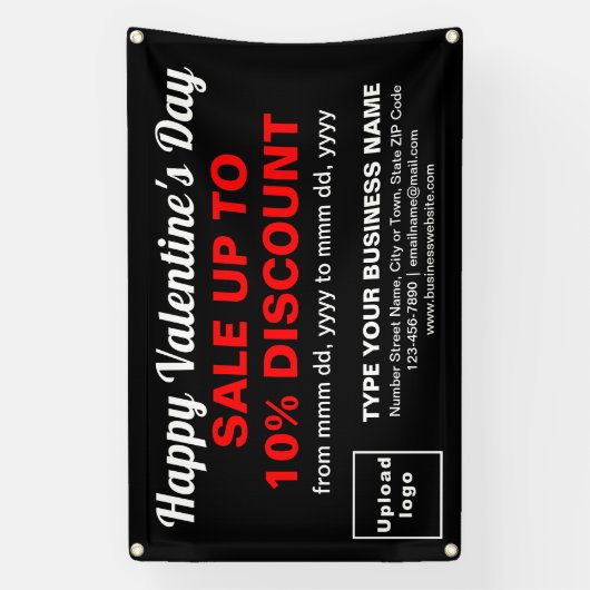 Zakelijke Valentijn Sale op zwarte rechthoek banne Spandoek (Verticaal)