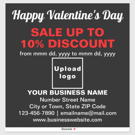 Zakelijke Valentijn Sale op zwarte vinyl Sticker (Vel)