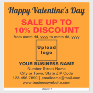 Zakelijke Valentijn Verkoop op Oranje Kleur Vinyl Sticker