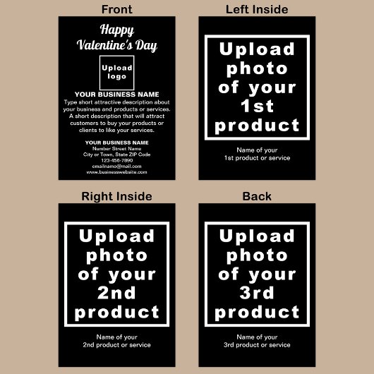 Zakelijke Valentijn Zwart Gevouwen Vakantie Kaart