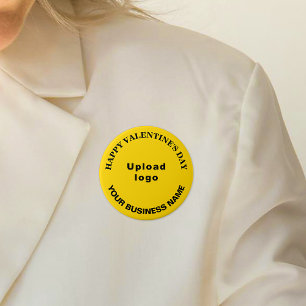 Zakelijke Valentijns Groet op Gele Ronde Knop Button 7,6 Cm