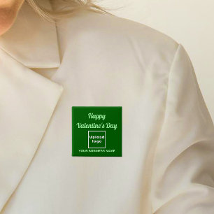 Zakelijke Valentijns Groet op Groene Vierkante Kno Button 5,1 Cm