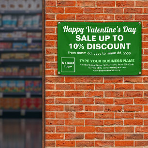 Zakelijke Valentijnsale op groene rechthoekige ban Spandoek