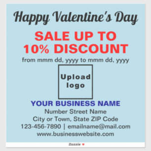 Zakelijke Valentijnsdag Sale op lichtblauw vinyl Sticker