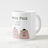 Zakelijke varkens brengen de bacon grappige meme n grote koffiekop (Voorkant rechts)
