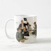 Zakelijke vergadering van luchtvaartmaatschappij e koffiemok (Links)